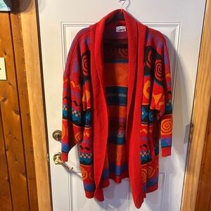 Center Aisle Thick Fun Colorful Open Front Cardigan Size 20W